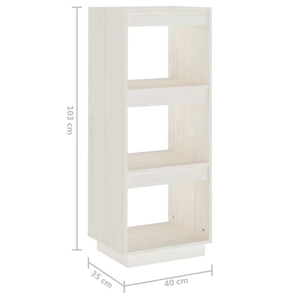 vidaXL Βιβλιοθήκη/Διαχωρ. Χώρου Λευκό 40x35x103 εκ. Μασίφ Ξύλο Πεύκου