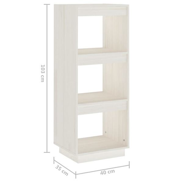 vidaXL Βιβλιοθήκη/Διαχωρ. Χώρου Λευκό 40x35x103 εκ. Μασίφ Ξύλο Πεύκου