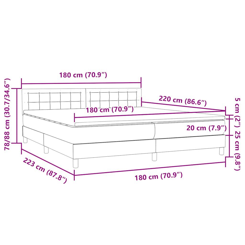 vidaXL Box Spring κρεβάτι με στρώμα ροζ 180x220 cm Βελούδινο