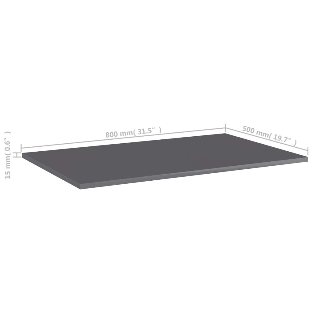 vidaXL Ράφια Βιβλιοθήκης 4 τεμ. Γυαλ. Γκρι 80x50x1,5 εκ. Μοριοσανίδα