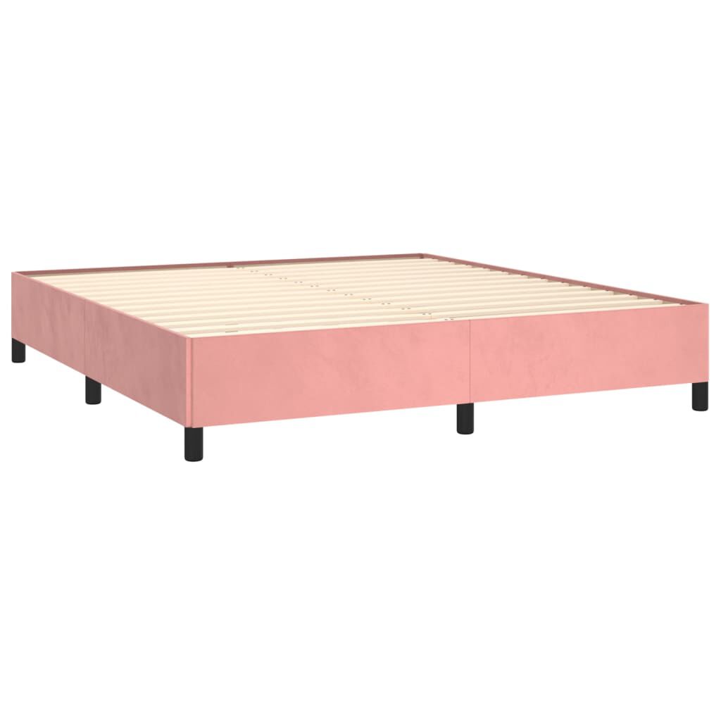 vidaXL Κρεβάτι Boxspring με Στρώμα Ροζ 180x200 εκ. Βελούδινο