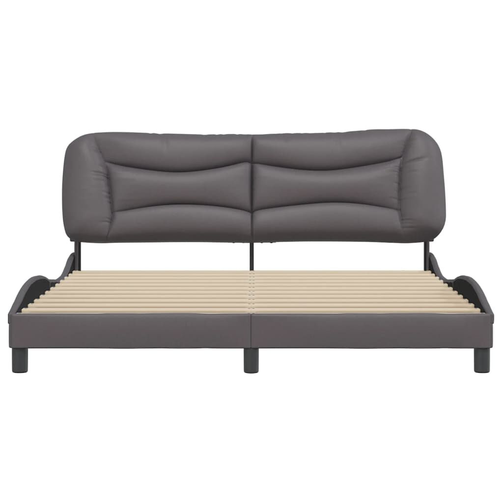 vidaXL Πλαίσιο Κρεβατιού με Κεφαλάρι Γκρι 180x200 εκ. Συνθετικό Δέρμα