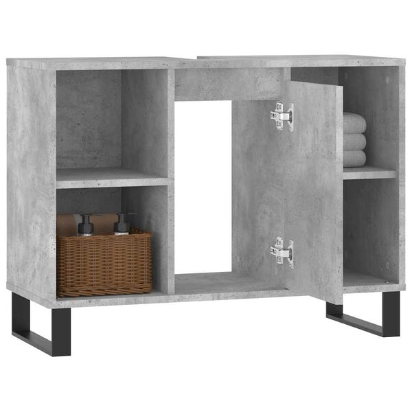 vidaXL Ντουλάπι Μπάνιου Γκρι Σκυροδέματος 80x33x60 εκ. Επεξ. Ξύλο