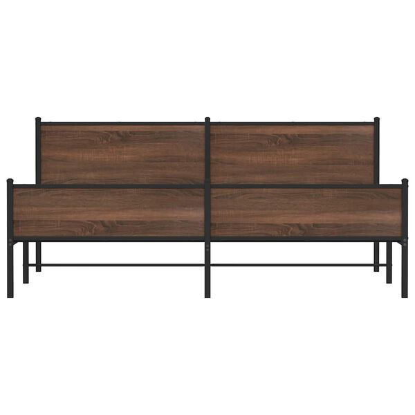 vidaXL Σκελετός Κρεβ. Χωρίς Στρώμα Καφέ Δρυς 200x200 εκ. Μεταλλικό