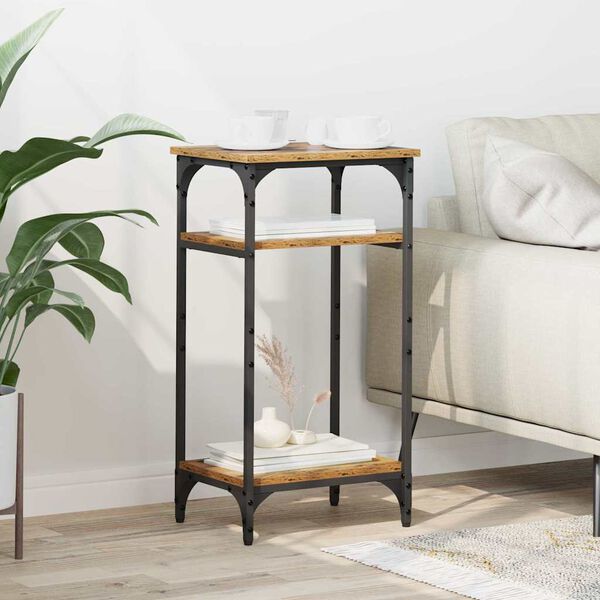 vidaXL Τραπεζάκι Πλευράς με ράφι Παλαιό ξύλο 40 x 30 x 75 cm