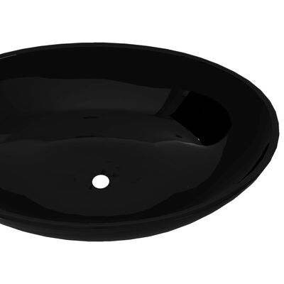 Πολυτελής Κεραμικός Νιπτήρας Οβάλ Μαύρος 40 x 33 cm