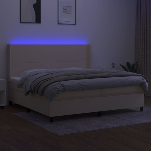 vidaXL &Kappa;&rho;&epsilon;&beta;ά&tau;&iota; Boxspring &mu;&epsilon; &Sigma;&tau;&rho;ώ&mu;&alpha; & LED &Kappa;&rho;&epsilon;&mu; 200x200 &epsilon;&kappa;. &Upsilon;&phi;&alpha;&sigma;&mu;ά&tau;&iota;&nu;&omicron;