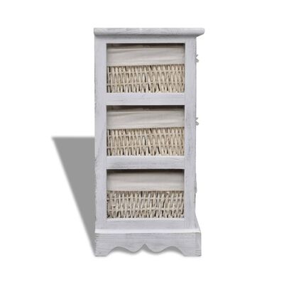 240796 vidaXL Wooden Storage Rack 3 Weaving Baskets White