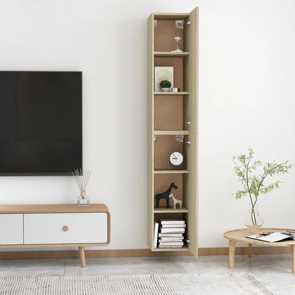 vidaXL Έπιπλο Τηλεόρασης 2 τεμ. Sonoma Δρυς 30,5x30x90 εκ. Επεξ. Ξύλο