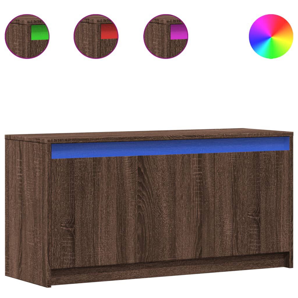 vidaXL Έπιπλο Τηλεόρασης με LED Καφέ Δρυς 100x34x50 εκ. από Επεξ. Ξύλο
