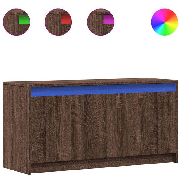 vidaXL Έπιπλο Τηλεόρασης με LED Καφέ Δρυς 100x34x50 εκ. από Επεξ. Ξύλο