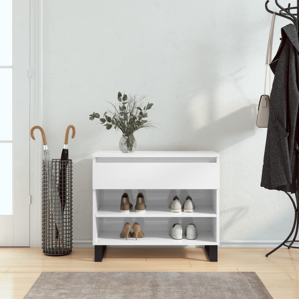 vidaXL Παπουτσοθήκη Γυαλιστερή Λευκή 70x36x60 εκ. Επεξεργασμένο Ξύλο