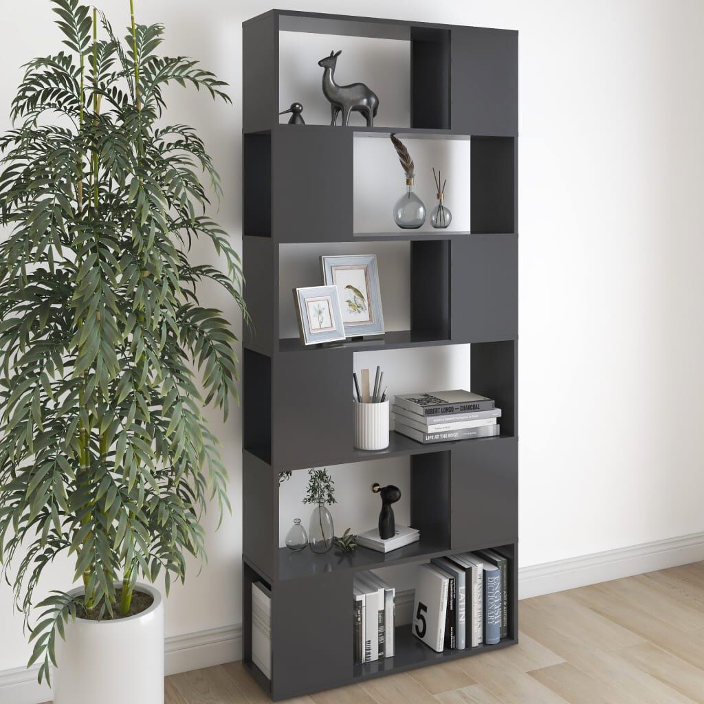 vidaXL Βιβλιοθήκη/Διαχωριστικό Χώρου Γκρι 80x24x186 εκ. Μοριοσανίδα