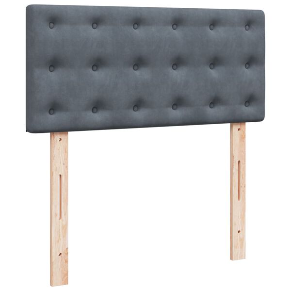 vidaXL Κρεβάτι Boxspring με Στρώμα Σκούρο Γκρι 90x200 εκ. Βελούδινο