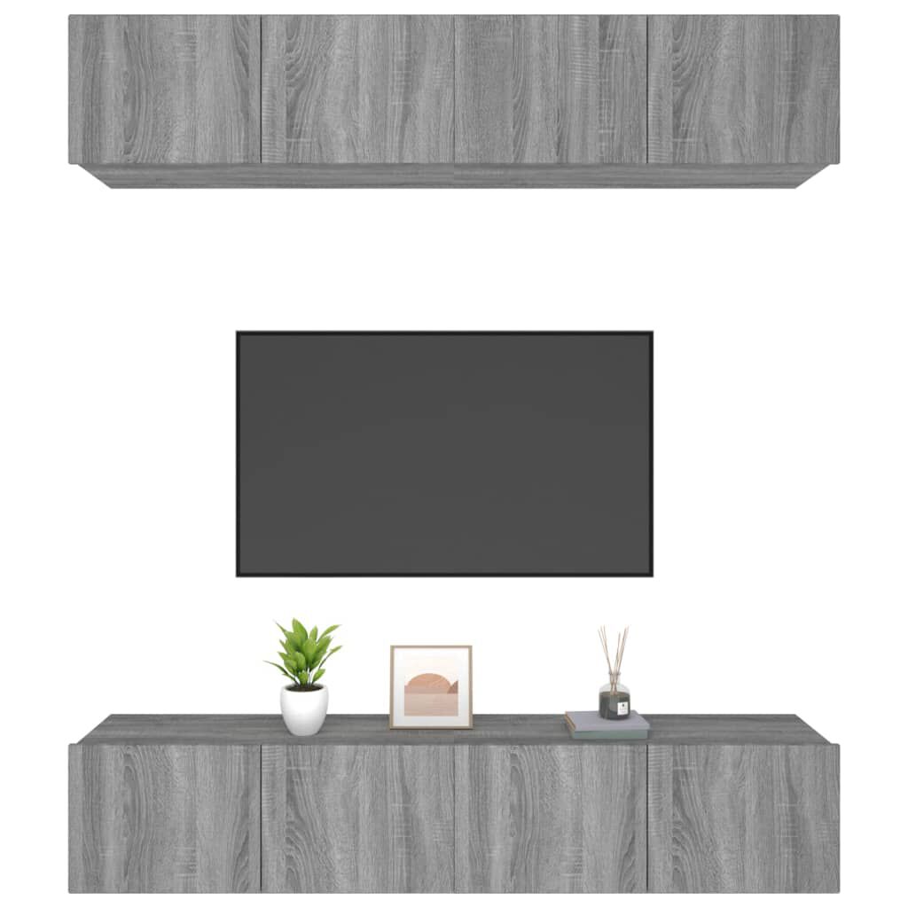 vidaXL Έπιπλα Τηλεόρασης 4 τεμ. Γκρι Sonoma 80x30x30 εκ. Επεξ. Ξύλο