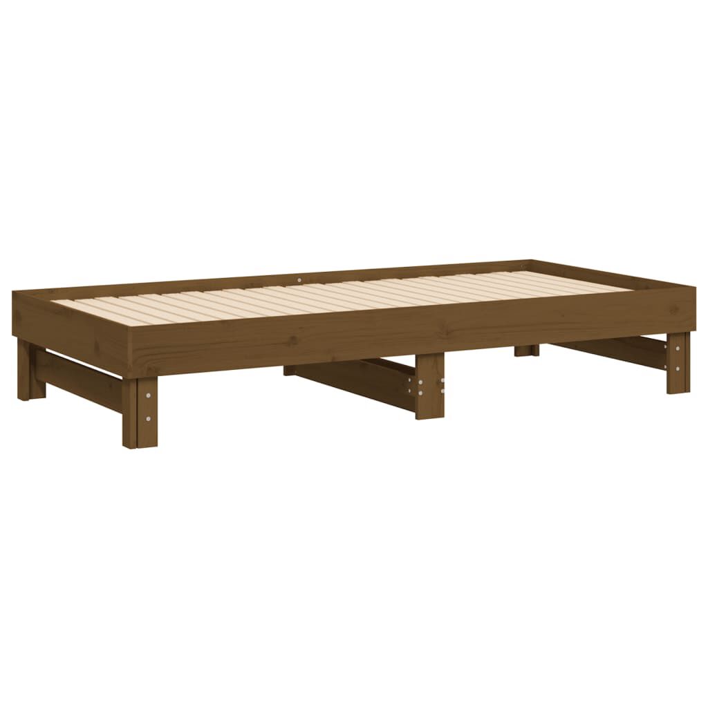 vidaXL Καναπές Κρεβάτι Συρόμενος Μελί 2x(75x190) εκ. Μασίφ Ξύλο Πεύκου