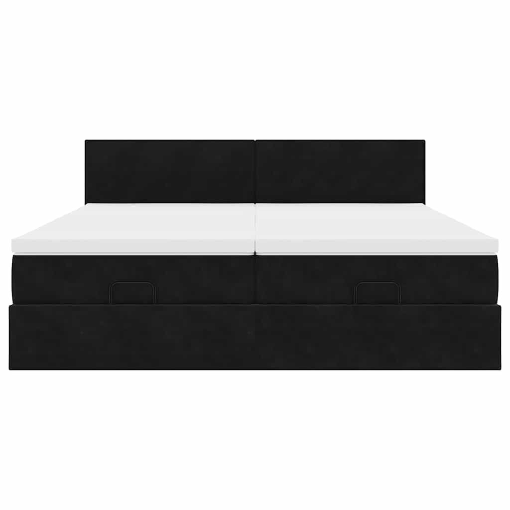 vidaXL Οθωμανικό κρεβάτι με στρώματα Μαύρο 180x200cm Velvet
