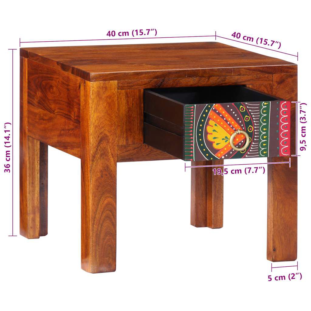 vidaXL Κομοδίνο 2 τεμάχια 40x40x36 cm μασίφ ξύλο ακακίας