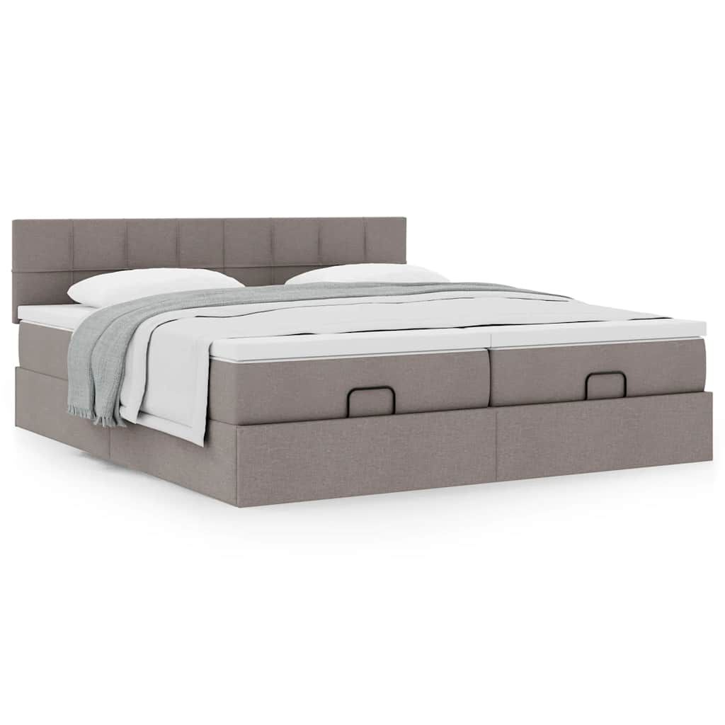 vidaXL Οθωμανικό κρεβάτι με στρώματα Taupe 200x200cm ύφασμα