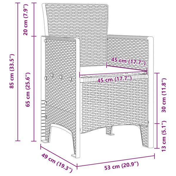 vidaXL Σέτ φαγητού για κήπο 9 pcs Λευκό Rattan Polt