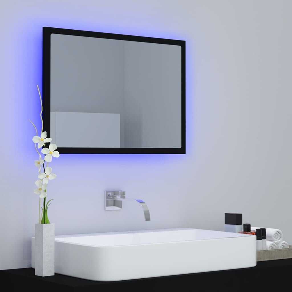 vidaXL Καθρέφτης Μπάνιου με LED Μαύρος 60x8,5x37 εκ. Ακρυλικός