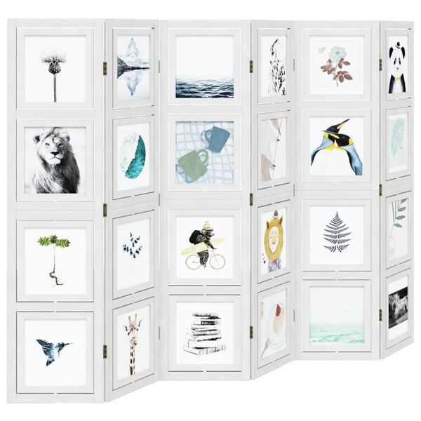 vidaXL Διαχωριστικό Χώρου με 6 Πάνελ Λευκό από Μασίφ Ξύλο Παυλώνιας