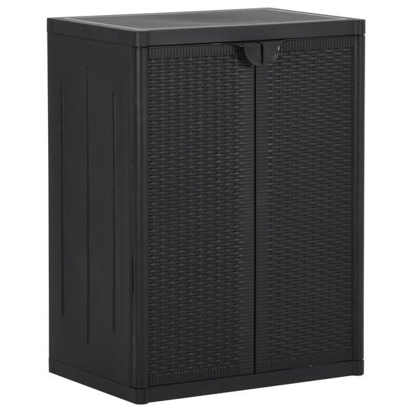 vidaXL Ντουλάπι Αποθήκευσης Κήπου Μαύρο 65x45x88 εκ. από Ρατάν PP