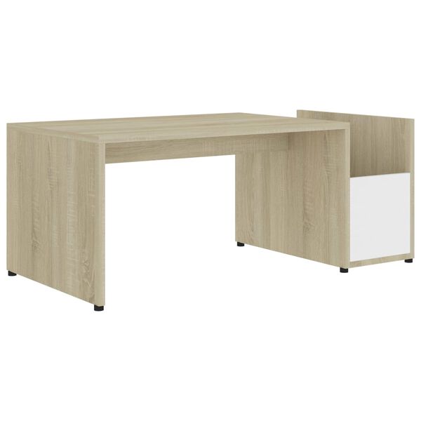 vidaXL Τραπεζάκι Σαλονιού Λευκό/Sonoma Δρυς 90x45x35 εκ. Επεξ. Ξύλο