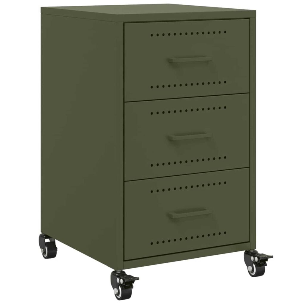 vidaXL Κομοδίνο Πράσινο Λαδί 36x39x59 εκ. από Χάλυβα