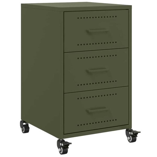 vidaXL Κομοδίνο Πράσινο Λαδί 36x39x59 εκ. από Χάλυβα