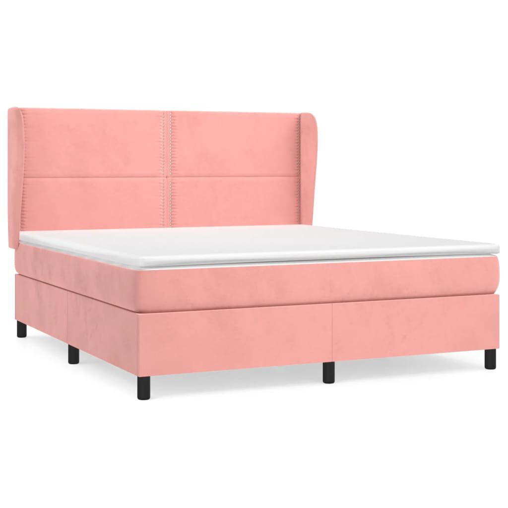 vidaXL Κρεβάτι Boxspring με Στρώμα Ροζ 180x200 εκ. Βελούδινο