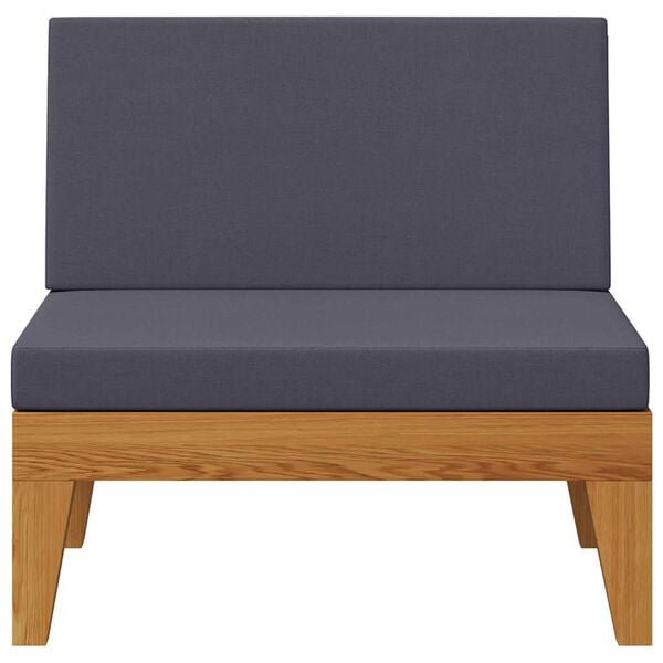 vidaXL Καναπές Μεσαίος Τμημ. Μασίφ Ξύλο Ακακίας Σκούρα Γκρι Μαξιλάρια