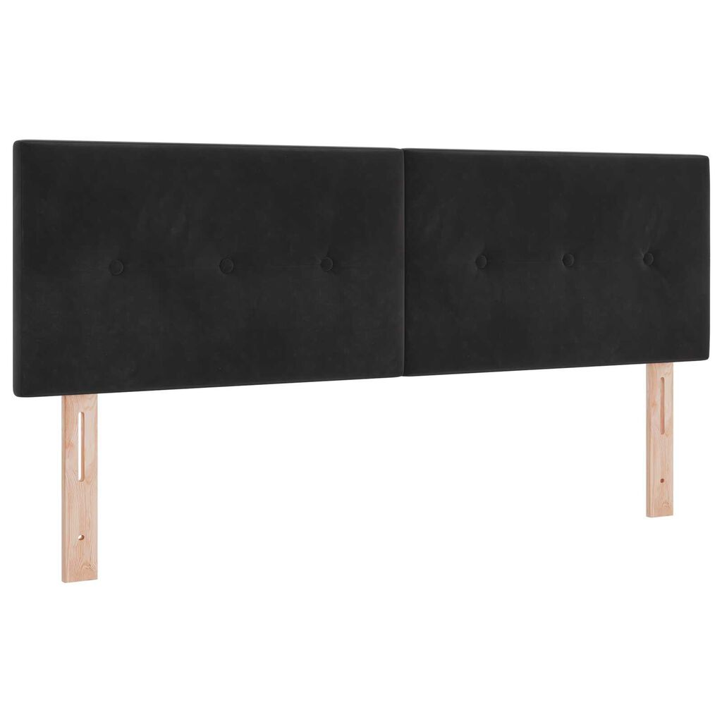 vidaXL Κρεβάτι Box Spring με Στρώμα & LED Μαύρο 140x200 εκ. Βελούδο