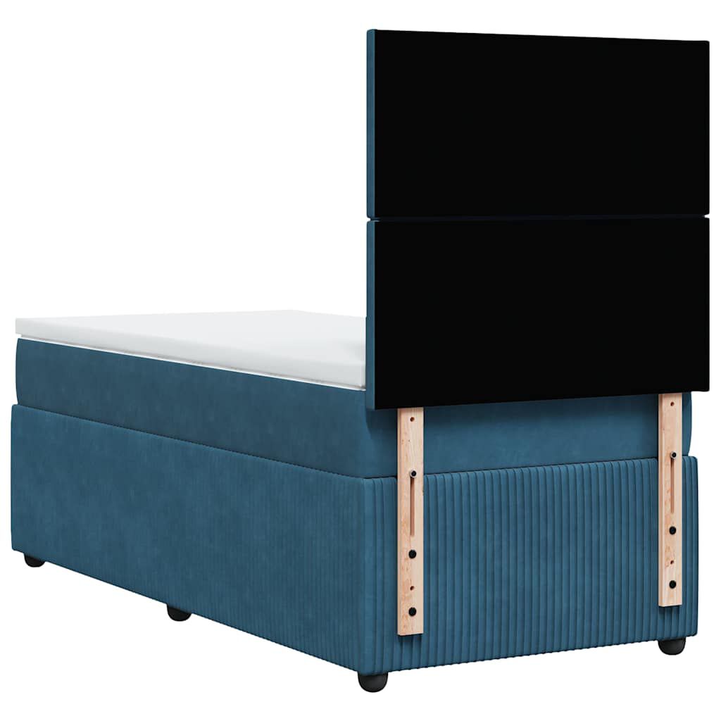 vidaXL Κρεβάτι Boxspring με Στρώμα Μπλε 100x200 εκ. Βελούδινο