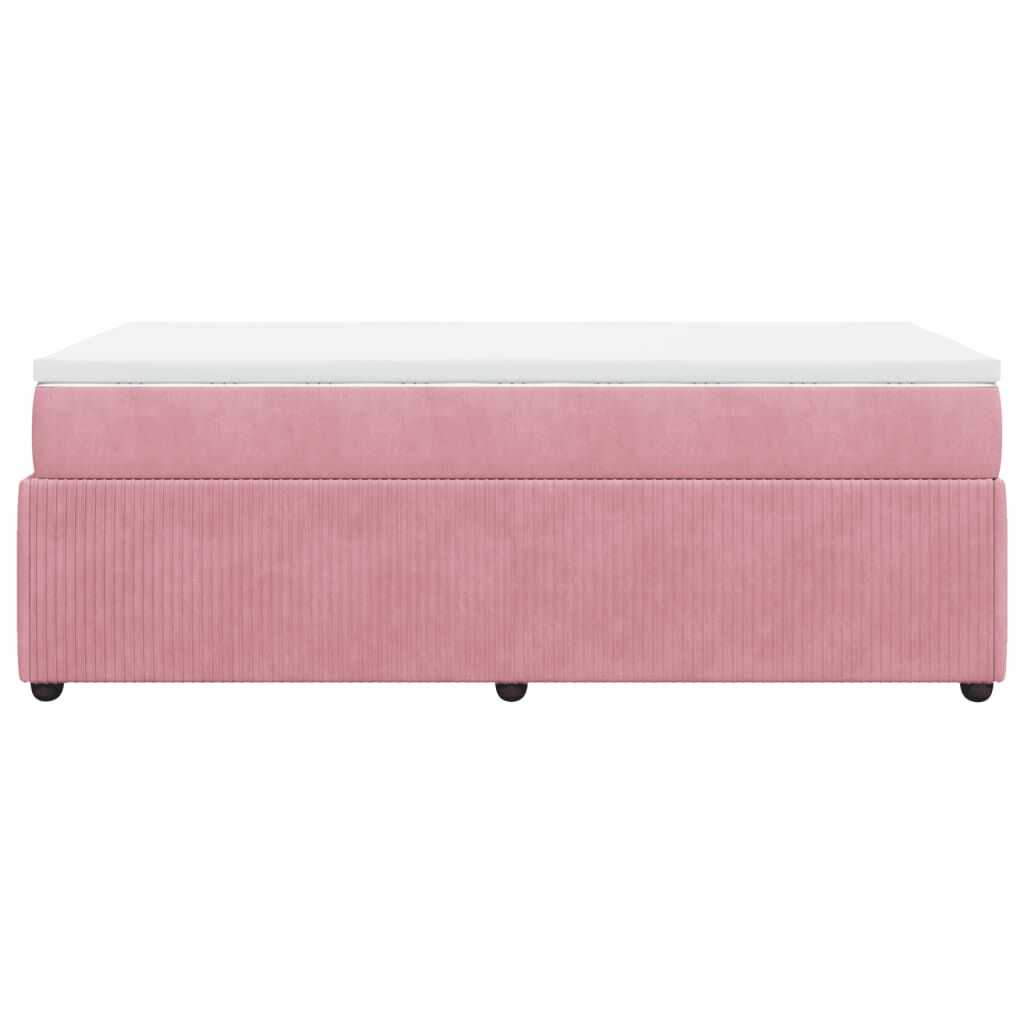 vidaXL Κρεβάτι Boxspring με Στρώμα Ροζ 90x190 εκ. Βελούδινο
