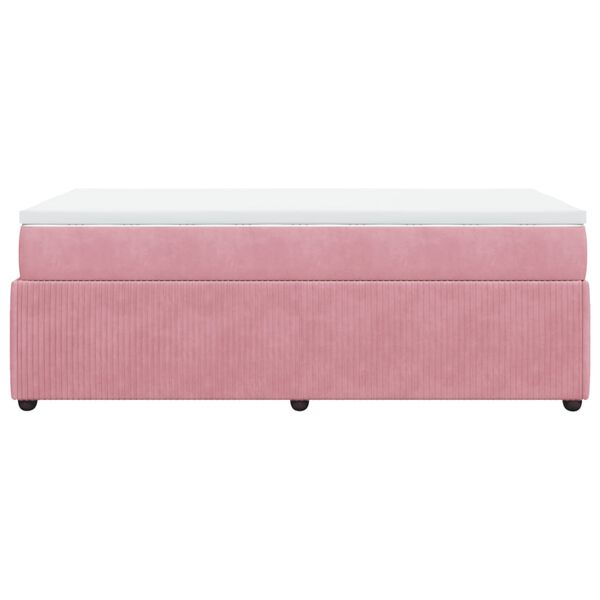 vidaXL Κρεβάτι Boxspring με Στρώμα Ροζ 90x190 εκ. Βελούδινο
