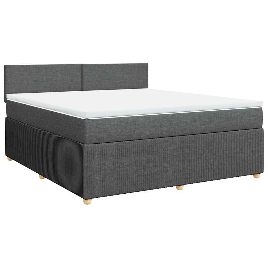 vidaXL Κρεβάτι Boxspring με Στρώμα Σκούρο Γκρι 180x200 εκ Υφασμάτιν