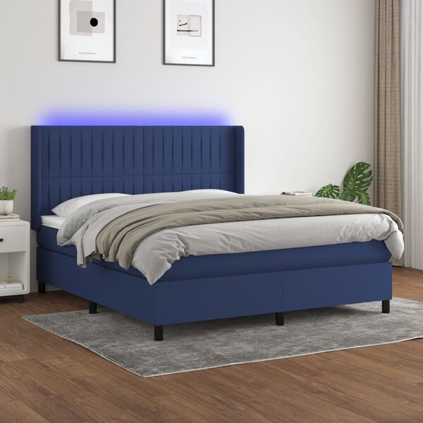 vidaXL &Kappa;&rho;&epsilon;&beta;ά&tau;&iota; Boxspring &mu;&epsilon; &Sigma;&tau;&rho;ώ&mu;&alpha; & LED &Mu;&pi;&lambda;&epsilon; 180x200 &epsilon;&kappa;. &Upsilon;&phi;&alpha;&sigma;&mu;ά&tau;&iota;&nu;&omicron;