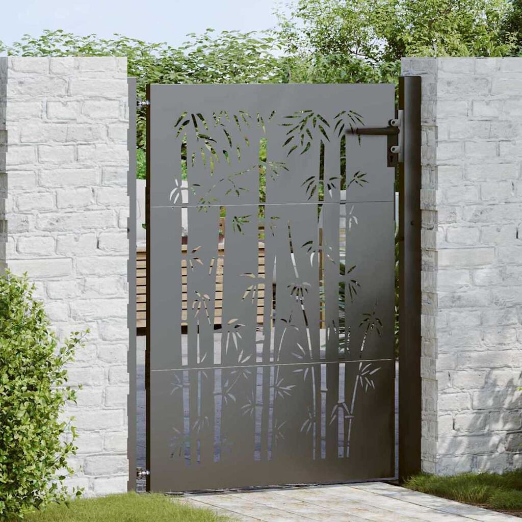 vidaXL Πύλη Κήπου, Πύλη Κήπου 105x75 εκ Υλικό Corten Σχεδιασμός Μπαμπού