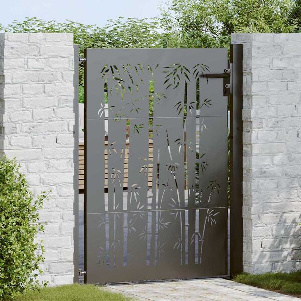 vidaXL Πύλη Κήπου, Πύλη Κήπου 105x75 εκ Υλικό Corten Σχεδιασμός Μπαμπού