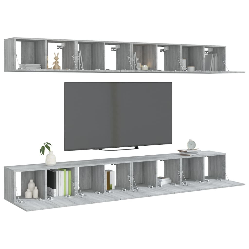 vidaXL Έπιπλα Τηλεόρασης 8 τεμ. Γκρι Sonoma 60x30x30 εκ. Επεξεργ. Ξύλο