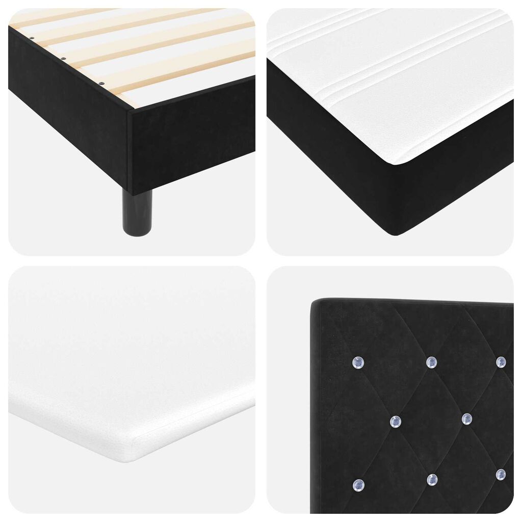 vidaXL Κρεβάτι με ελατήρια με στρώμα Μαύρο 90 x 200 cm Βελούδο