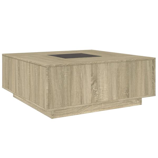 vidaXL Τραπεζάκι Σαλονιού Άπειρο Φως LED Sonoma Δρυς 100x100x40 εκ.