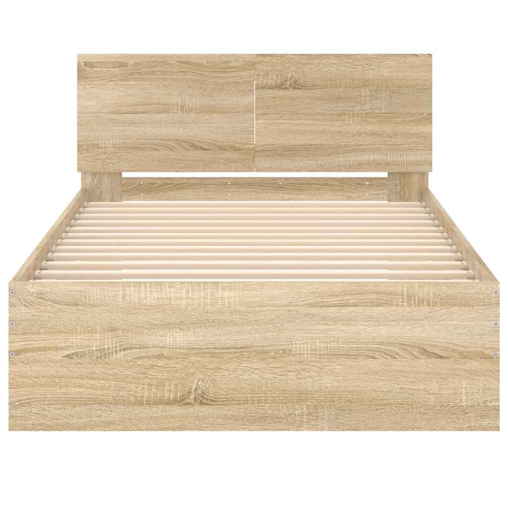 vidaXL Πλαίσιο Κρεβατιού με Κεφαλάρι Sonoma Δρυς 100x200εκ. Επεξ. Ξύλο