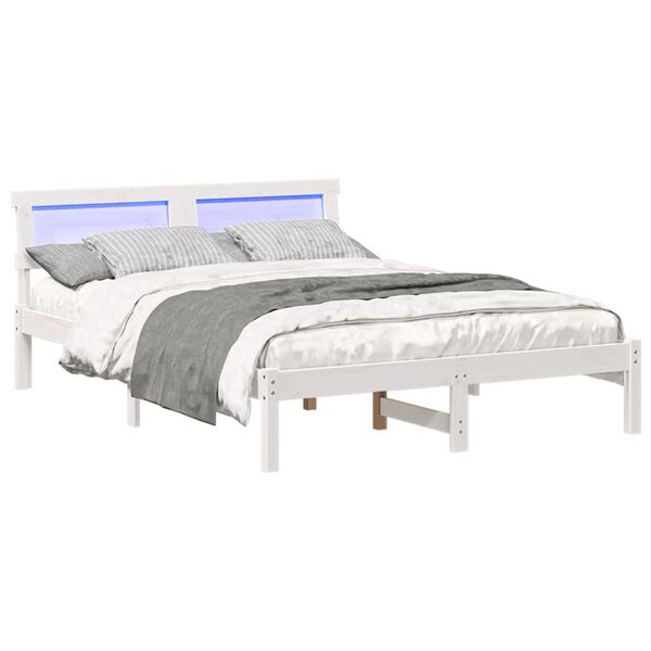 vidaXL Σκελετός Κρεβατιού Λευκό 140 x 190 cm Μασίφ ξύλο πεύκου