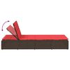 vidaXL Ξαπλώστρα με πλωτό μαξιλάρι Brown Poly Rattan