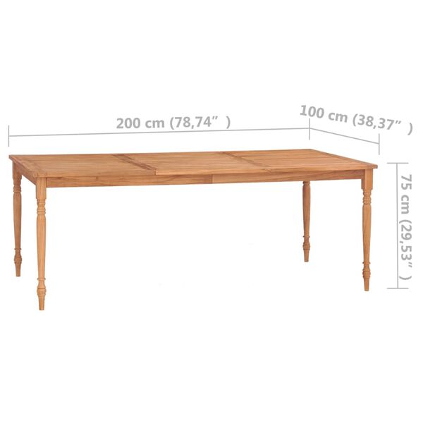 vidaXL Τραπέζι Batavia 200 x 100 x 75 εκ. από Μασίφ Ξύλο Teak