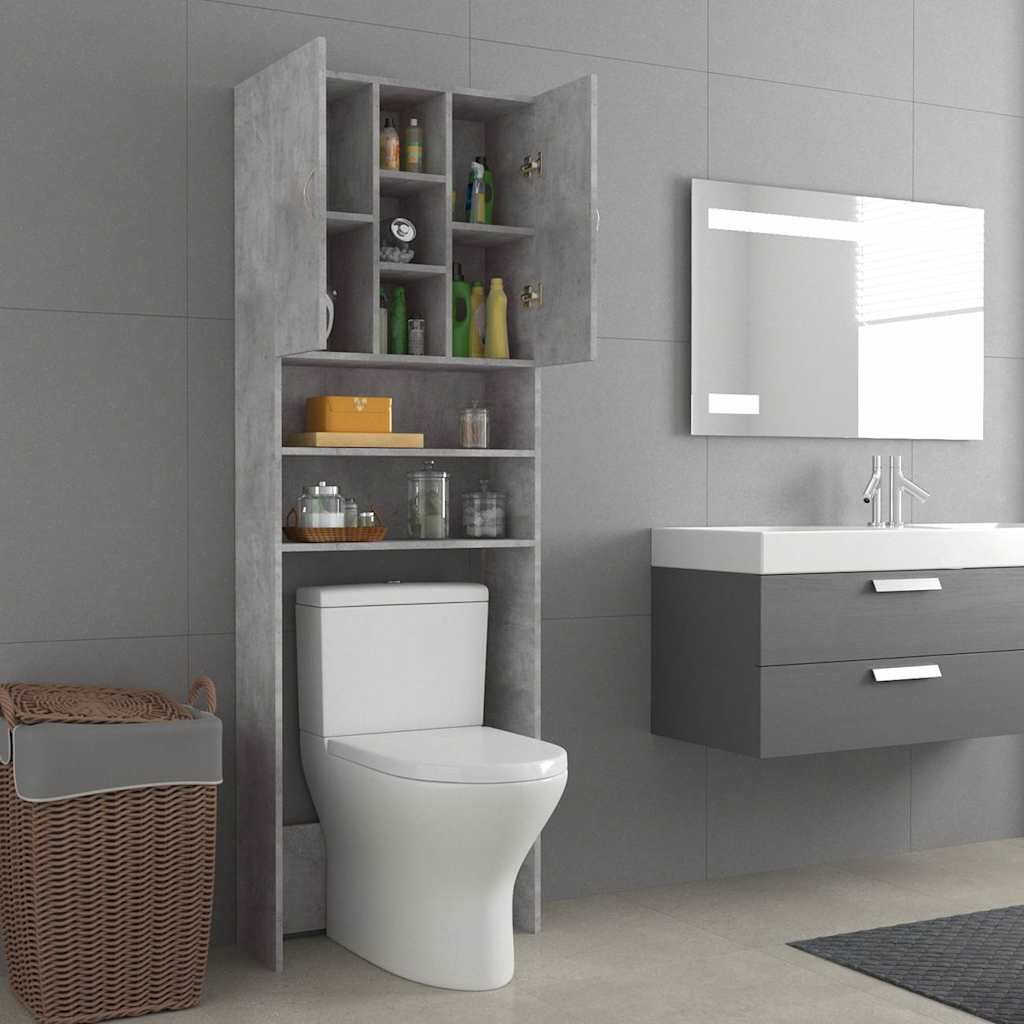 vidaXL Ντουλάπι Πλυντηρίου Γκρι Σκυροδέματος 64 x 25,5 x 190 εκ.