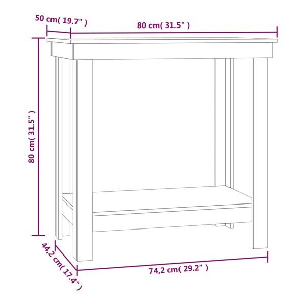 vidaXL Πάγκος Εργασίας Μαύρος 80x50x80 εκ. από Μασίφ Ξύλο Πεύκου