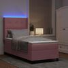 vidaXL Κρεβάτι Box Spring LED με Στρώμα Ροζ 80 x 200 cm Βελούδο